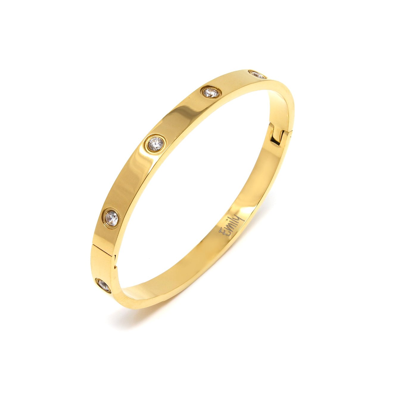 Yellow Gold Hinged Stone Bangle Say It With